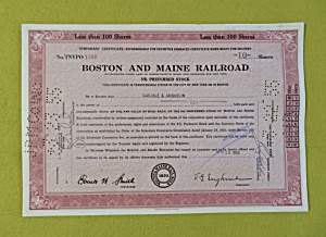 1954 Boston & Maine Railroad Stock Certificate