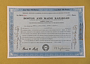 1954 Boston & Maine Railroad Stock Certificate