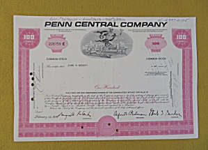 1970 Penn Central Company Stock Certificate