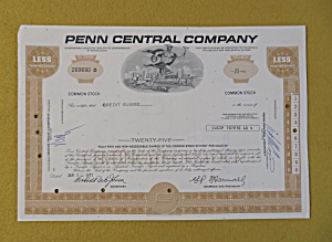 1972 Penn Central Company Stock Certificate