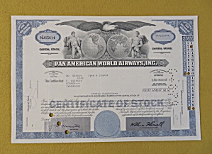 1973 Pan American World Airways Inc Stock Certificate