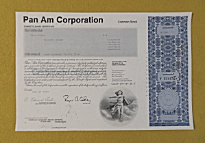 1987 Pan Am Corporation Stock Certificate