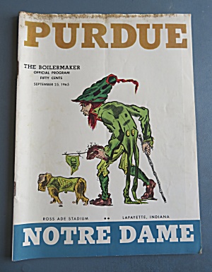 1965 Purdue Vs Notre Dame Official Program