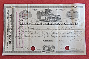 1893 Little Miami Railroad Stock Certificate