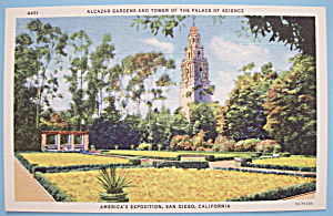 1935 California Pacific Expo Alcazar Gardens Postcard