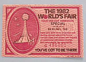 Knoxville World's Fair Ticket-1982-one Day Admission