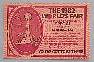 Knoxville, Tenn. World's Fair Ticket-1982-admission