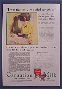 1931 Carnation Milk With Woman Rocking Baby In Crib