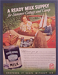 1938 White House Evaporated Milk W/man & Box Of Milk