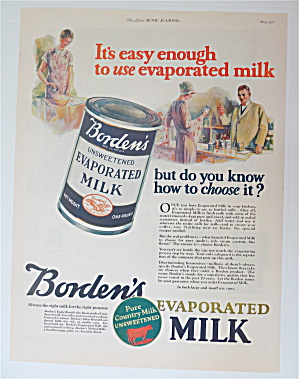 1927 Borden's Evaporated Milk With Can Of Milk