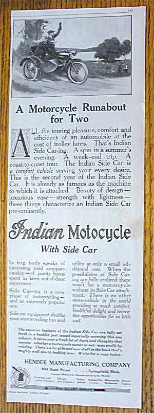 1914 Indian Motorcycle With Motorcycle With Side Car