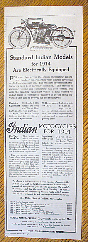 1914 Indian Motorcycle With Two Sixty Standard Model