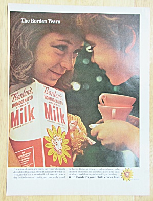 1965 Borden's Homogenized Milk With Woman & Girl