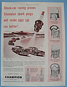 Vintage Ad: 1953 Champion Spark Plugs W/buck Baker