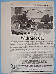 1914 Indian Motorcycle With Side Car With Man & Woman