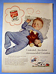 1954 Carnation Evaporated Milk With Baby Sleeping