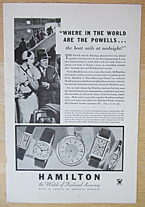 1934 Hamilton Watches With Man & Woman Traveling