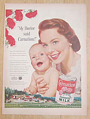 1954 Carnation Milk With Baby & Woman Smiling