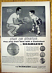 1958 Seamless Basketball With Boston Celtics Bob Cousy
