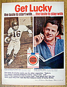 1962 Lucky Strike Cigarettes W/football's Frank Gifford