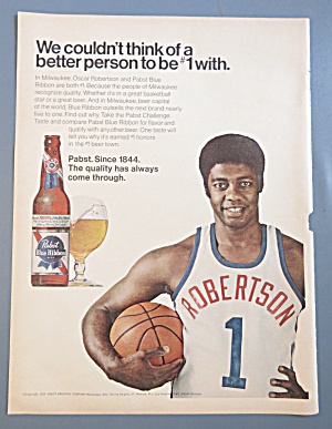 1975 Pabst Blue Ribbon Beer With Oscar Robertson