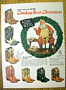 Vintage Ad: 1956 Acme Cowboy Boots With Santa Claus
