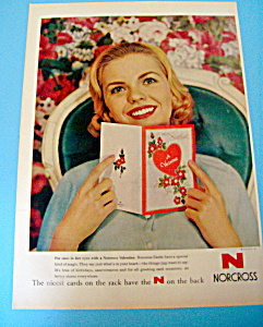 1959 Norcross Valentine's Day Cards With Woman & Card