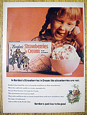 1964 Borden's Strawberries & Cream Ice Cream With Girl