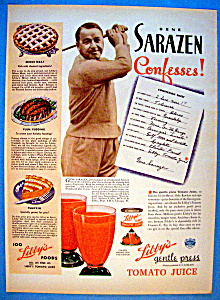 Vintage Ad: 1937 Libby's Tomato Juice W/gene Sarazen