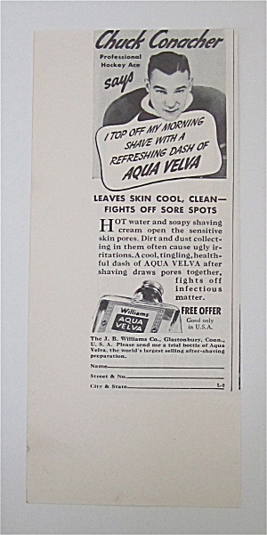 1937 Williams Aqua Velva Aftershave W/chuck Conacher