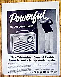 Vintage Ad: 1959 G.e. Portable Radio W/ Sam Snead