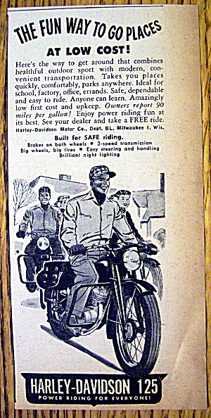 1949 Harley Davidson 125 Motorcycle With Man Riding