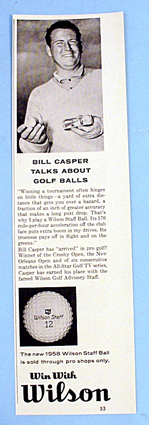 1958 Wilson Golf Balls With Bill Casper