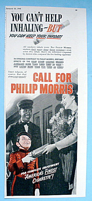 1942 Philip Morris Cigarettes W/bellboy, Woman & Porter