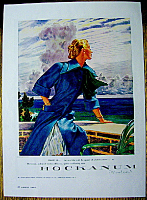 1948 Hockanum Woolens W/lovely Woman In Tropic Sea