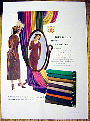 1948 Foreman Cavalier Fabric W/ Woman Looking In Mirror