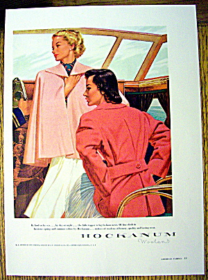 1948 Hockanum Woolens W/ Women On A Boat