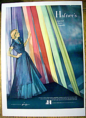 1948 Hafner Fabric W/ Woman In Blue Dress