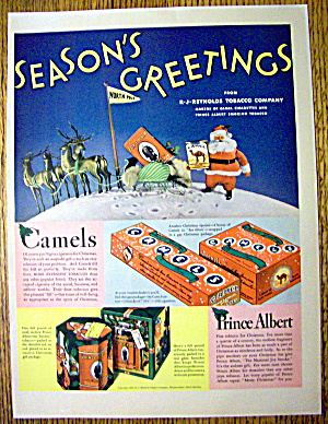 1936 Camel Cigarettes With Santa Claus Holding Pack