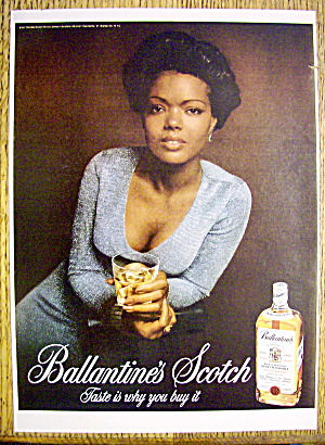 1974 Ballantine Scotch Whiskey With Woman Holding Glass