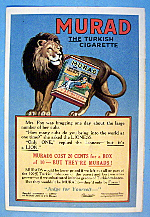 1913 Murad Cigarettes With Lion