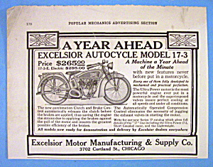 1916 Excelsior Motor With Auto Cycle Model 17-3