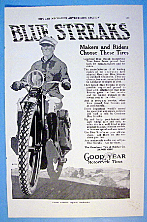 1916 Goodyear Motorcycle Tires With Motorcycle & Rider