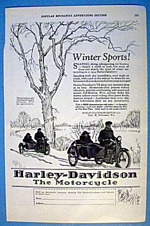 1924 Harley Davidson With Couples In Motorcycles