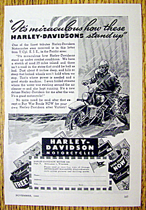 1944 Harley Davidson With Man Riding In Rain