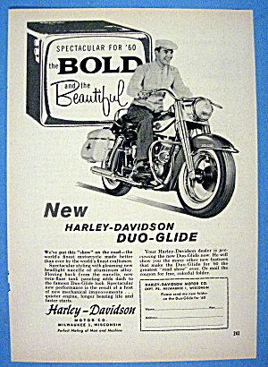 1960 Harley Davidson Duo Glide With Man On Bike