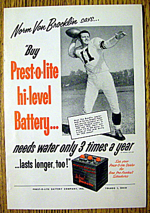 1953 Prest -o- Lite Battery With Norm Van Brocklin