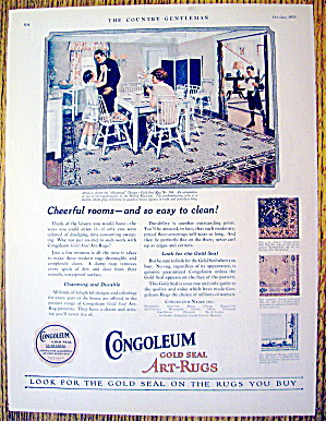1926 Congoleum Gold Seal Rug With Family Eating
