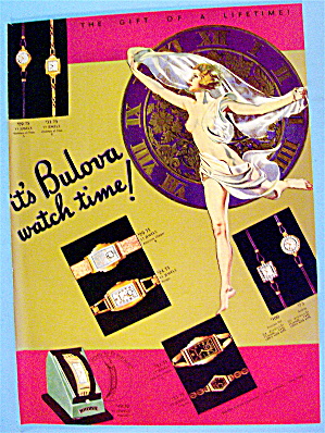 1936 Bulova Watch With Lovely Woman