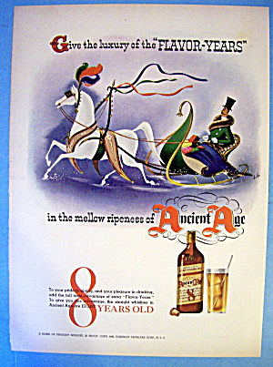 1940 Ancient Age Whiskey With Man In Sleigh